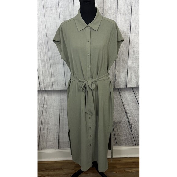 DKNY Dresses & Skirts - DKNY Women's Size 12 Olive Green Button-Front Midi Dress with Belt NWT